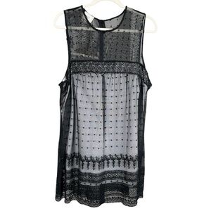 eci New York Black Sheer Beaded Embellished Women’s Blouse Top Size 16